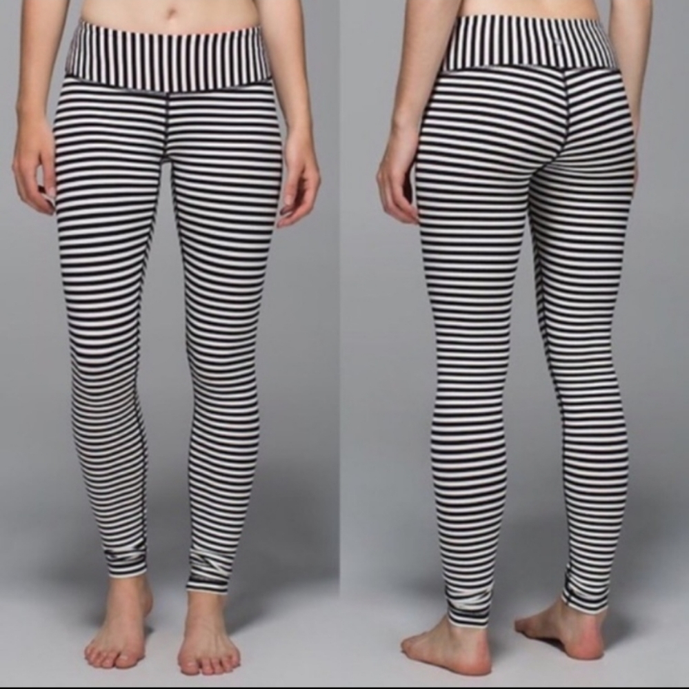 Wunder Under pant narrow bold stripe black angel wing/grapefruit leggings